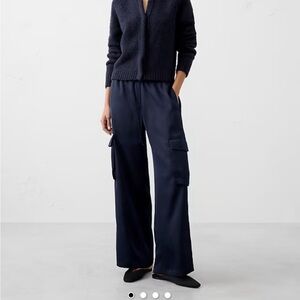 Banana Republic Factory Dark Blue Wide Leg Cargo Pants